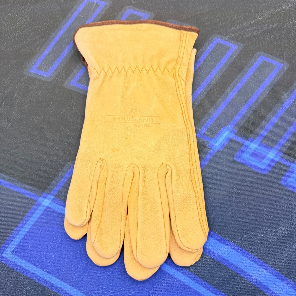 Woodland Work Gloves Mens Large Tan Leather Deerskin Style 8521